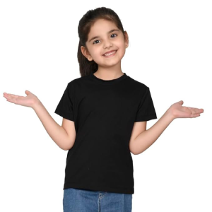 Nusyl Cotton Solid Round Neck T-shirt for Girls